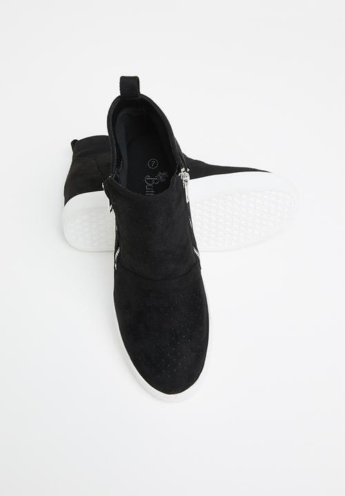Butterfly Feet - Heron 1 suede wedge sneaker - black
