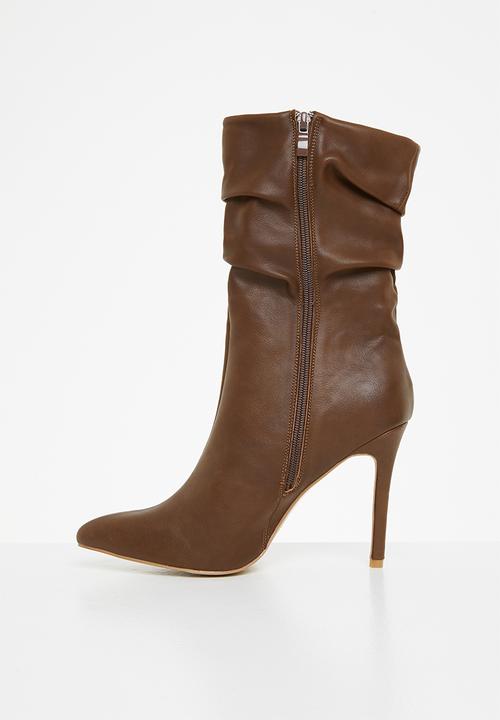 Miss Black - Boss3 ruched boot - chocolate