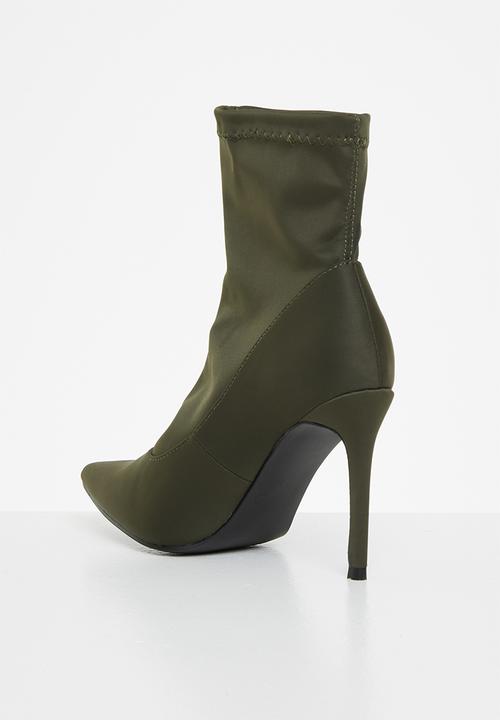 Miss Black - Lykra1 sock boot - olive