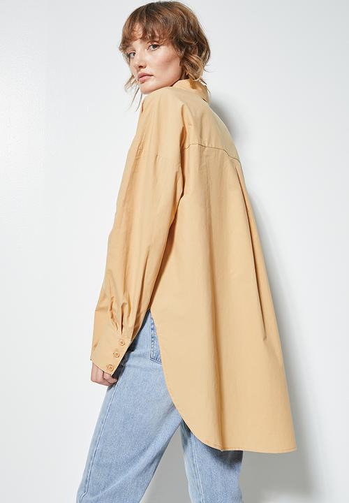 Superbalist - Cutline detail longline shirt - tan