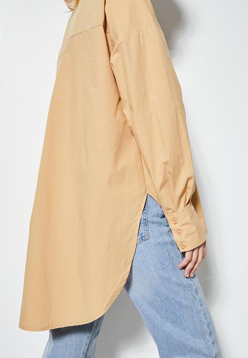 Superbalist - Cutline detail longline shirt - tan