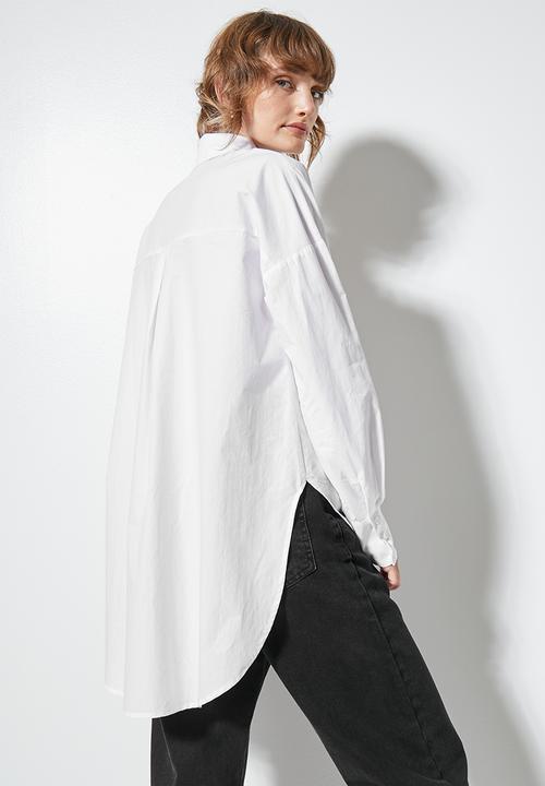 Superbalist - Cutline detail longline shirt - white