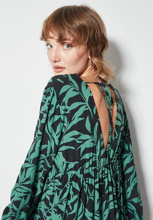 VELVET - Plunging empire cutline tiered mi-daxi dress - sea pine
