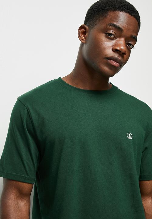 Lark & Crosse - Leo organic crew neck tee w/chest embro - bottle green