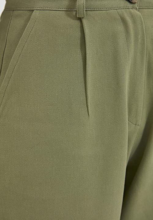 Trendyol - Waist mom fit pants - green