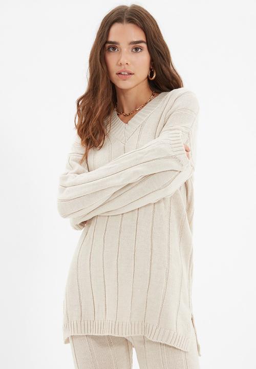 Trendyol - V neck knitwear bottom-top set - beige