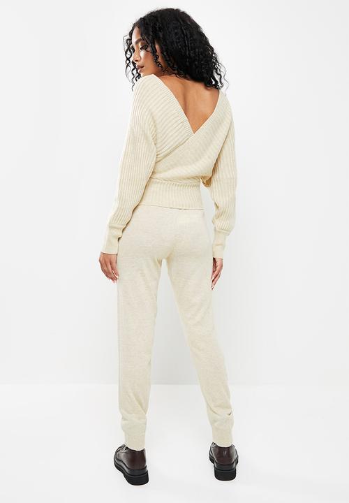 Trendyol - Double breasted collar knitwear bottom-top set - stone