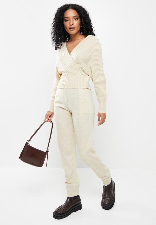 Trendyol - Double breasted collar knitwear bottom-top set - stone