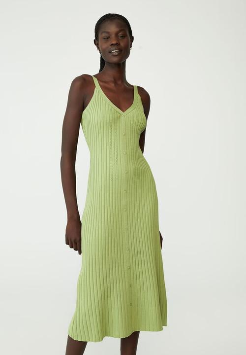 Cotton On - V neck button down knit midi dress - fresh green