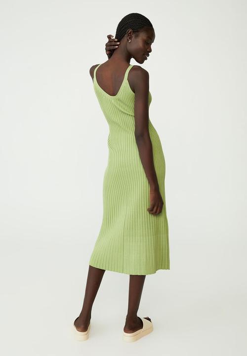 Cotton On - V neck button down knit midi dress - fresh green