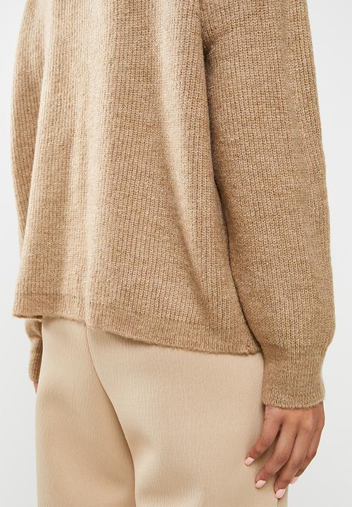 Trendyol - Zippered knit sweater - camel