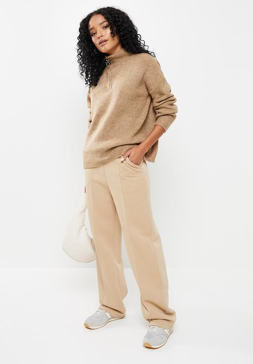 Trendyol - Zippered knit sweater - camel