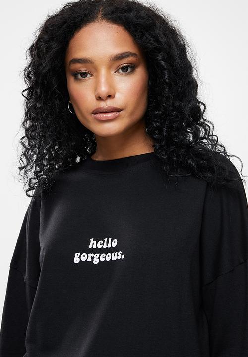 Trendyol - Printed knitted sweatshirt - black