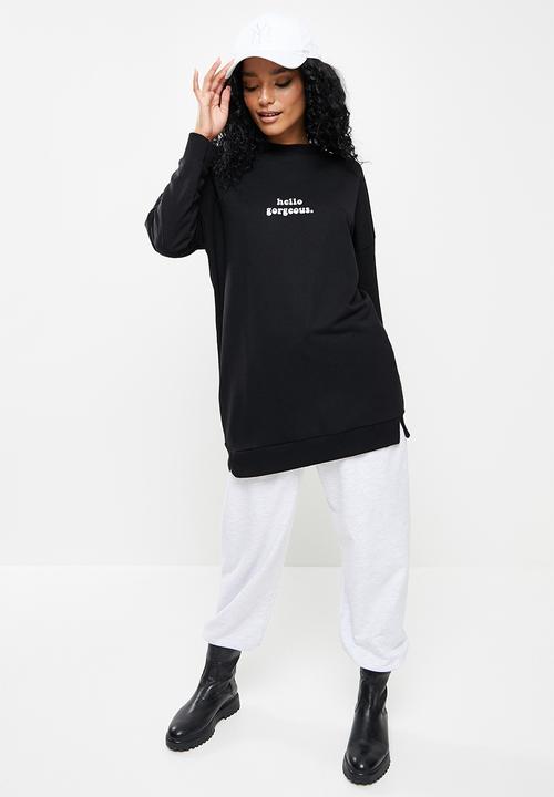 Trendyol - Printed knitted sweatshirt - black