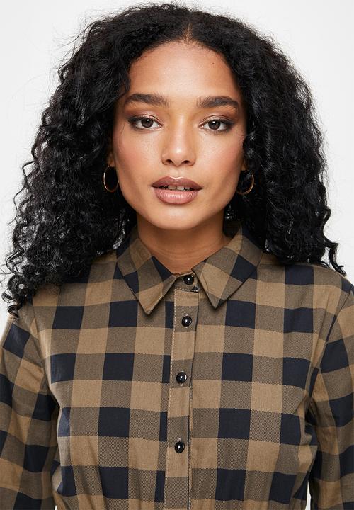 Trendyol - Gipeli shirt dress - black/brown 
