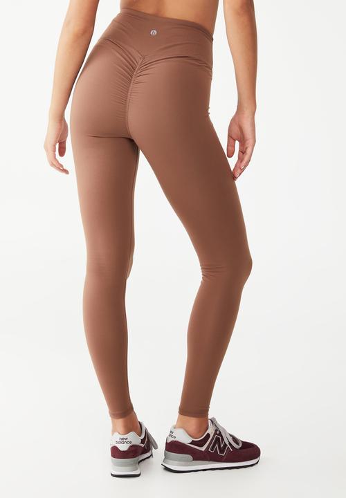 Cotton On - Ultra soft scrunch bum booty tights - toasted hazelnut