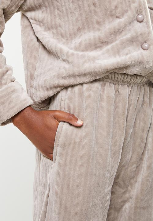 dailyfriday - Textured sleep shirt & pants set - mocha