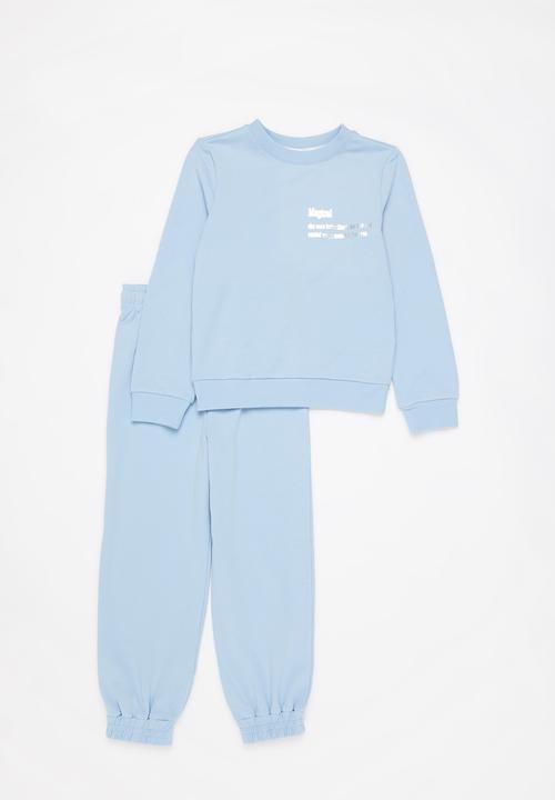 Pop Candy - Younger girls sweater & jogger set - light blue