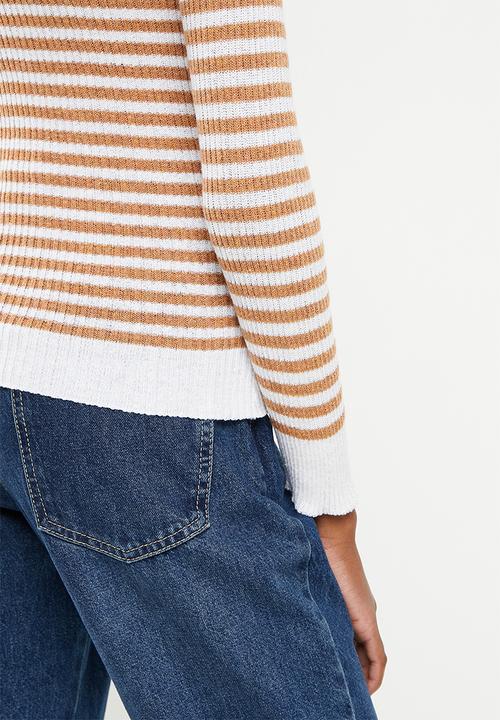 Trendyol - Striped knit sweater - ecru