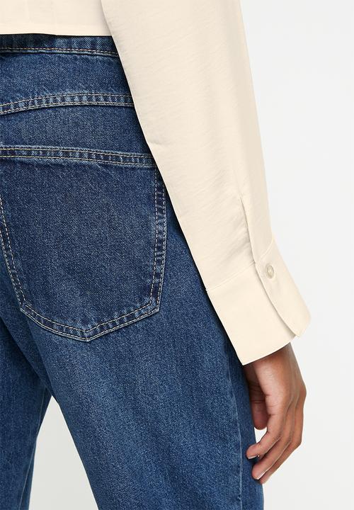 Cotton On - Fitted satin long sleeve shirt - champagne