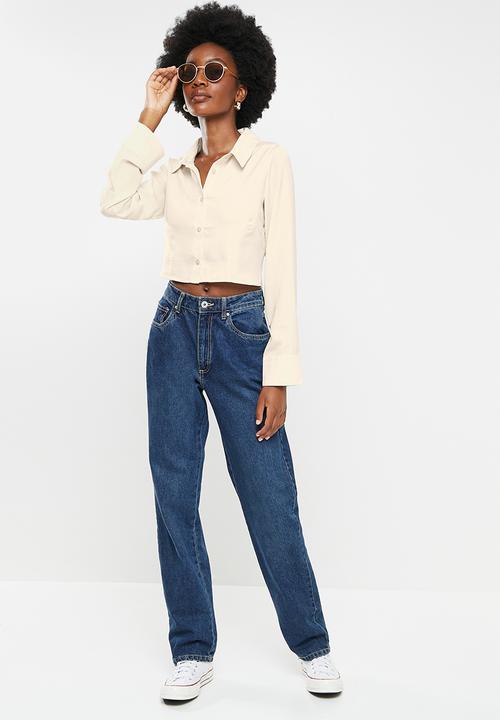 Cotton On - Fitted satin long sleeve shirt - champagne