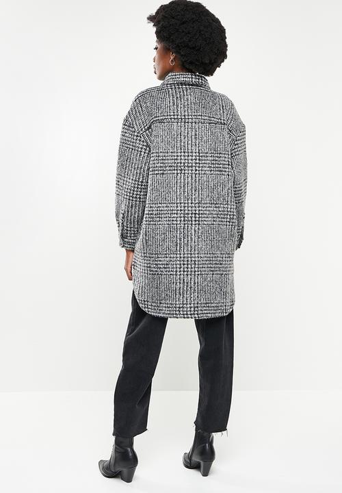 ONLY - Stormy long check shacket - glacier gray