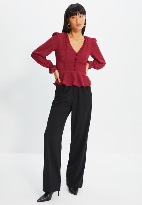 Trendyol - V neck blouse - burgundy