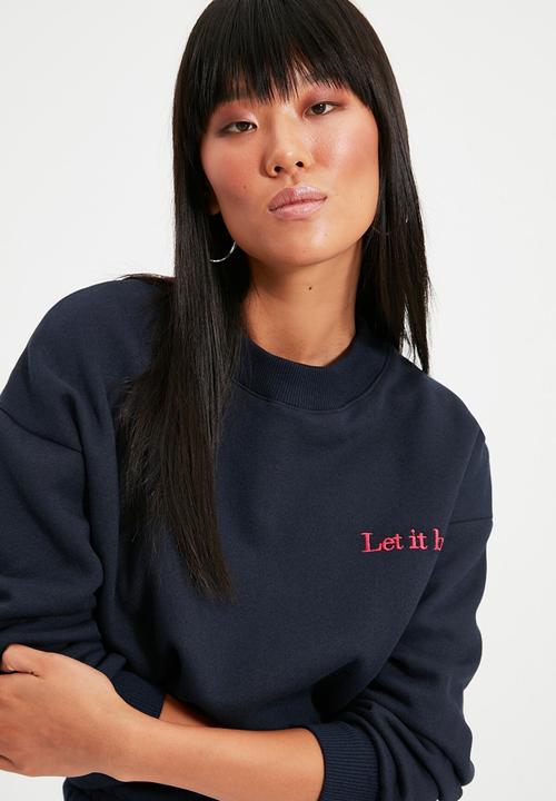 Trendyol - Embroidery detail sweatshirt - navy