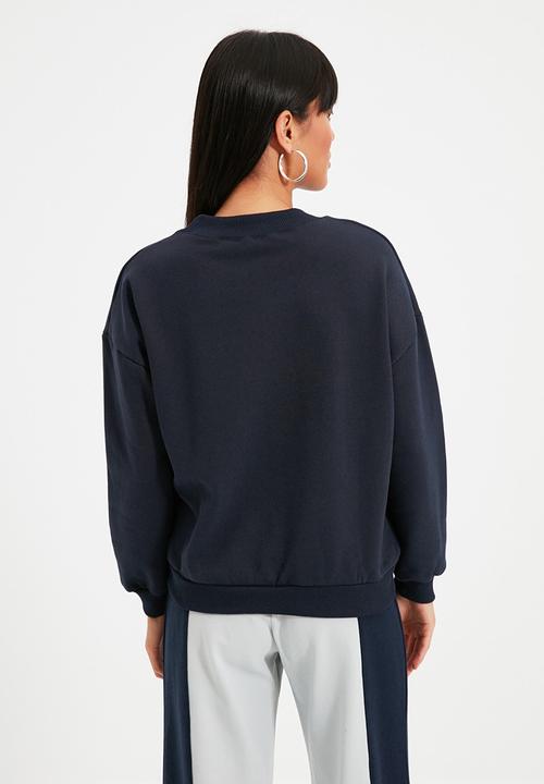 Trendyol - Embroidery detail sweatshirt - navy
