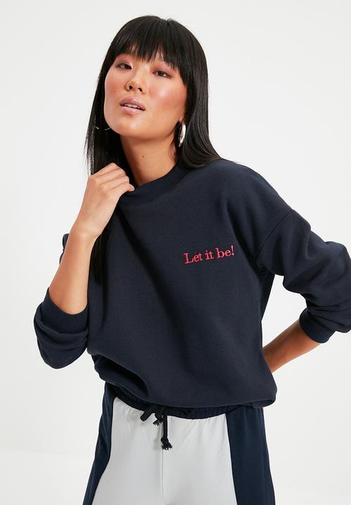 Trendyol - Embroidery detail sweatshirt - navy