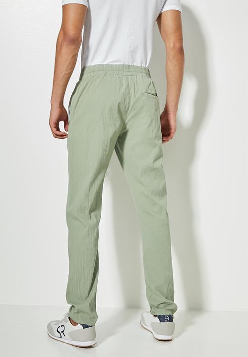 Superbalist - Deco seersucker elastic waistband pant - green 
