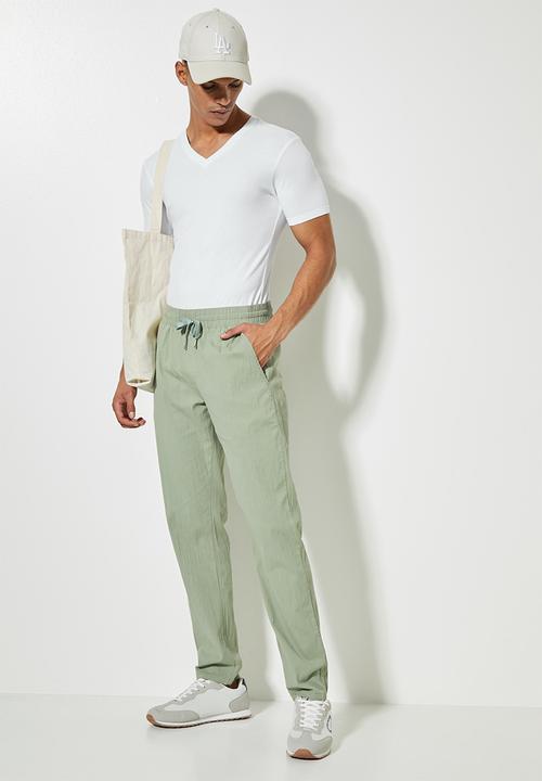 Superbalist - Deco seersucker elastic waistband pant - green 