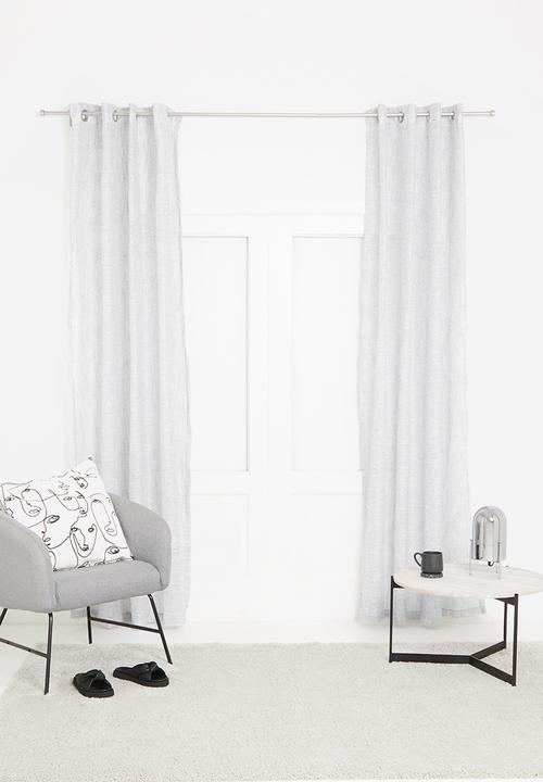 Sixth Floor - Cross linen two toned eyelet sheer - grey & white