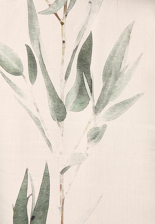 edit - Notch neck roll sleeve blouse - watercolour leaves