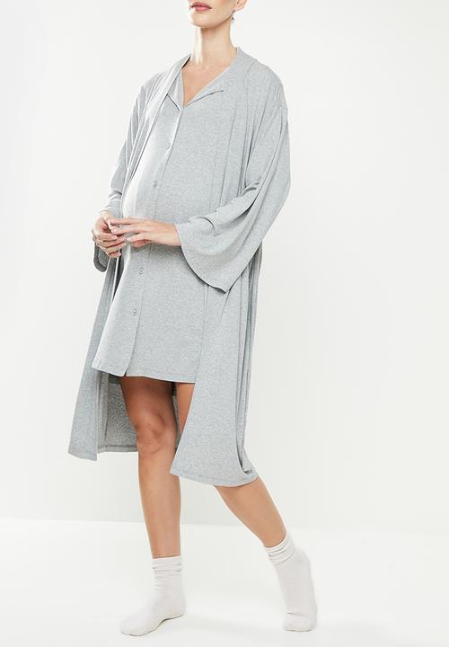 Superbalist - Maternity recovery night gown - grey melange
