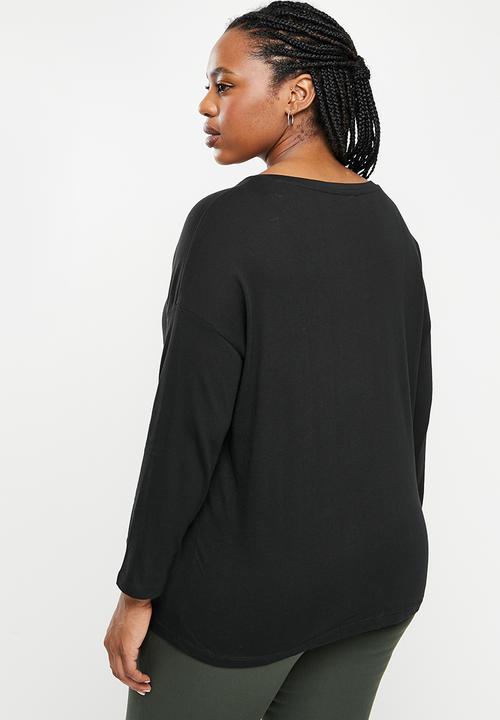 MANGO - Plus T-hirt sacov - black