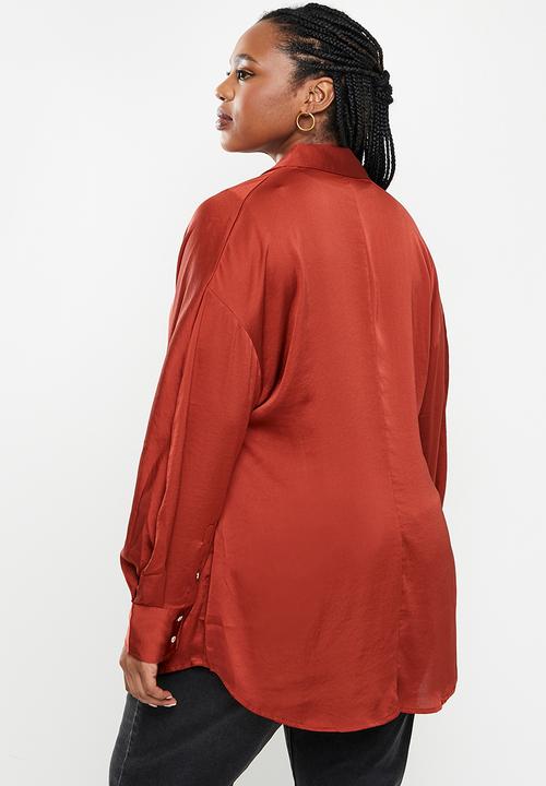MANGO - Plus shirt miranda - dark red