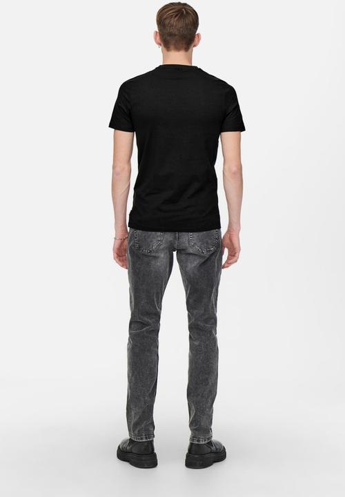 Only & Sons - Basic slim fit o-neck 2 pack tees - black
