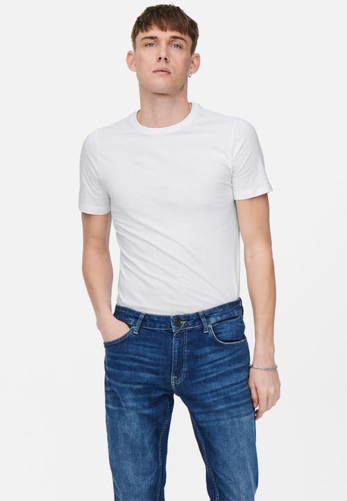Only & Sons - Basic slim fit o-neck 2 pack tees - white