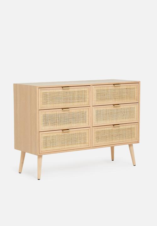 Sixth Floor - Rattan 6 drawer - natural