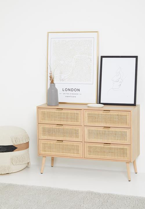 Sixth Floor - Rattan 6 drawer - natural