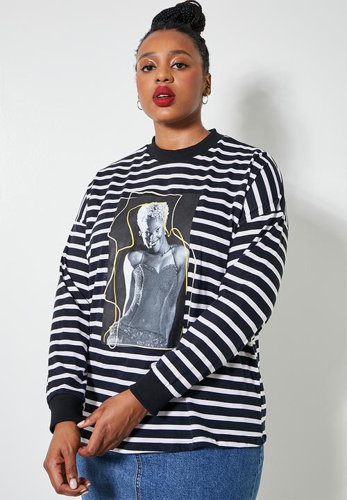 Superbalist - Drum Lebo photo relaxed tee - black & white stripe