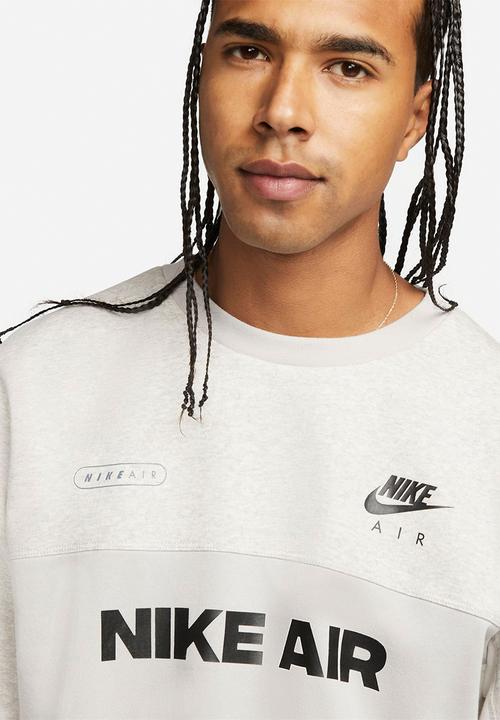 Nike - Nike Air  Brushed-Back Fleece Crew- lt iron ore/htr/phantom/black