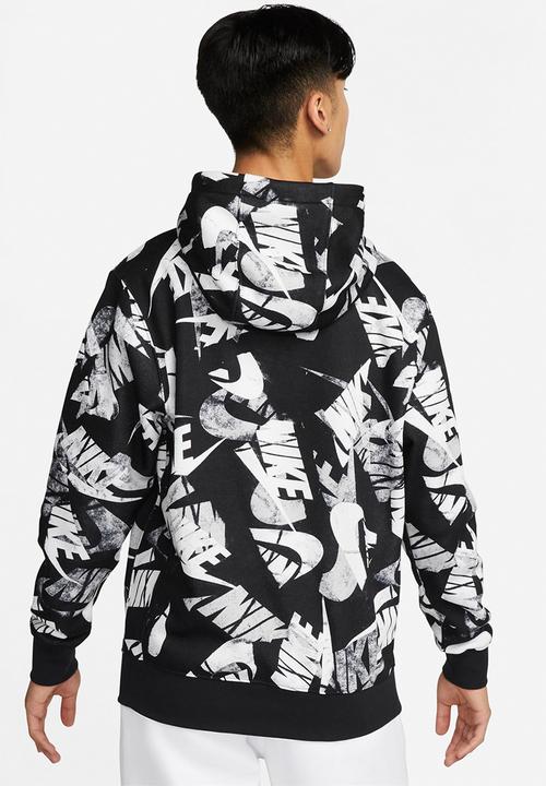 Nike - NSW Spe Brush Back AOP Hoodie  - black & white