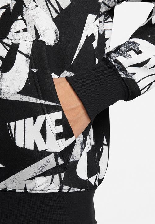 Nike - NSW Spe Brush Back AOP Hoodie  - black & white