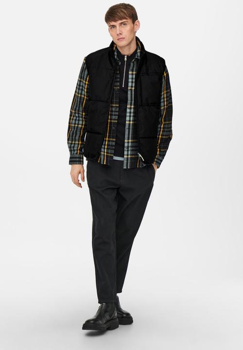 Only & Sons - Jeremy quilted vest - black