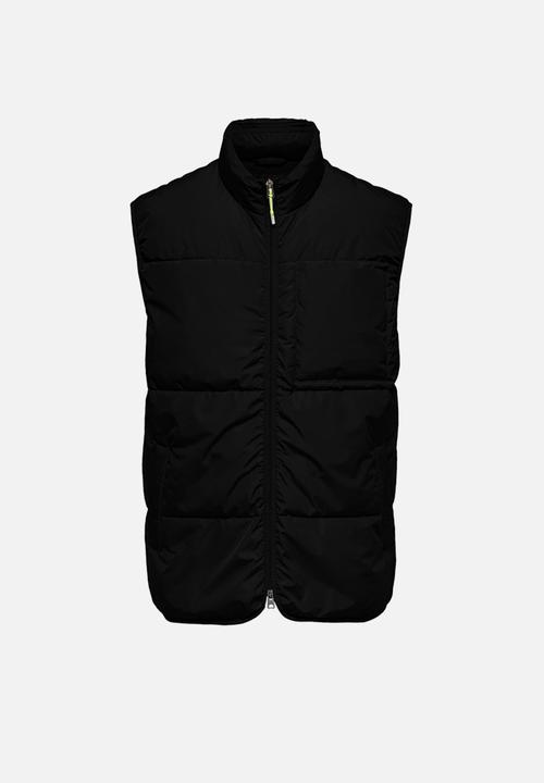Only & Sons - Jeremy quilted vest - black