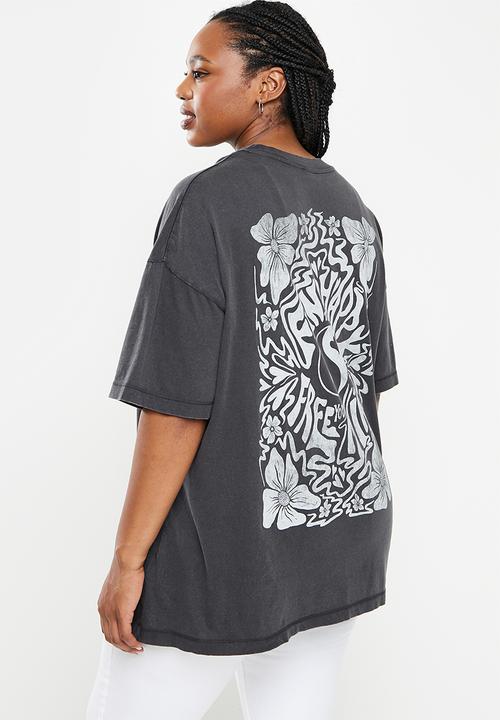 Cotton On - Curve dad graphic tee - find the happy/black