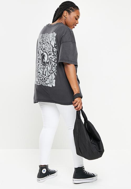 Cotton On - Curve dad graphic tee - find the happy/black