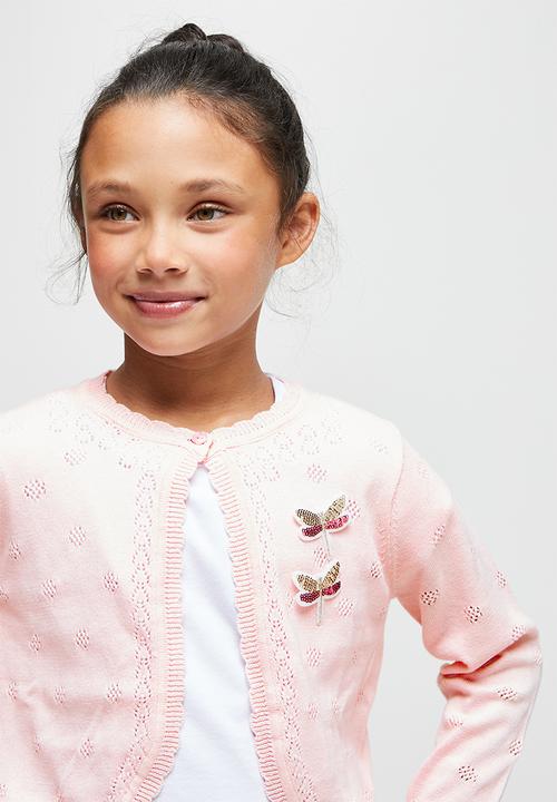 Pop Candy - Delicate cardigan with pointelle detail - pink